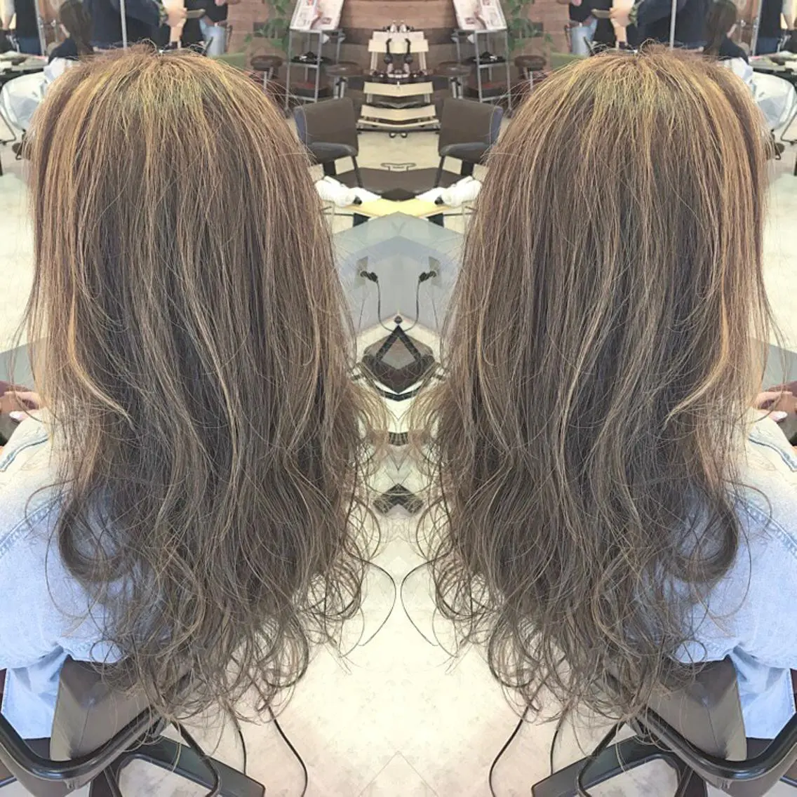 セミロング ロング カラー ハイライトカラー イルミナカラー ハイライト 青木 茂樹⭐️ 透明感カラーのヘアスタイル