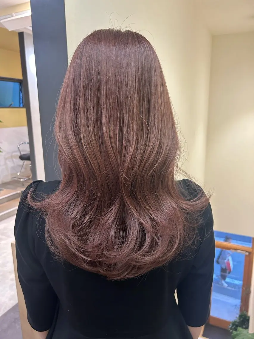 ロング カラー ブリーチ ラベンダーカラー ブリーチなしカラー ピンクカラー ピンクラベンダー カット ヘアカラー トリートメント hub hair レイヤー/ナチュラルのヘアスタイル