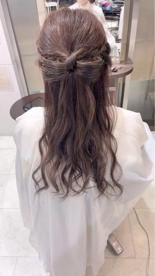 ロング ヘアアレンジ ハーフアップ 三原 慶／モデル募集 上本町駅直結✨割引中のヘアスタイル