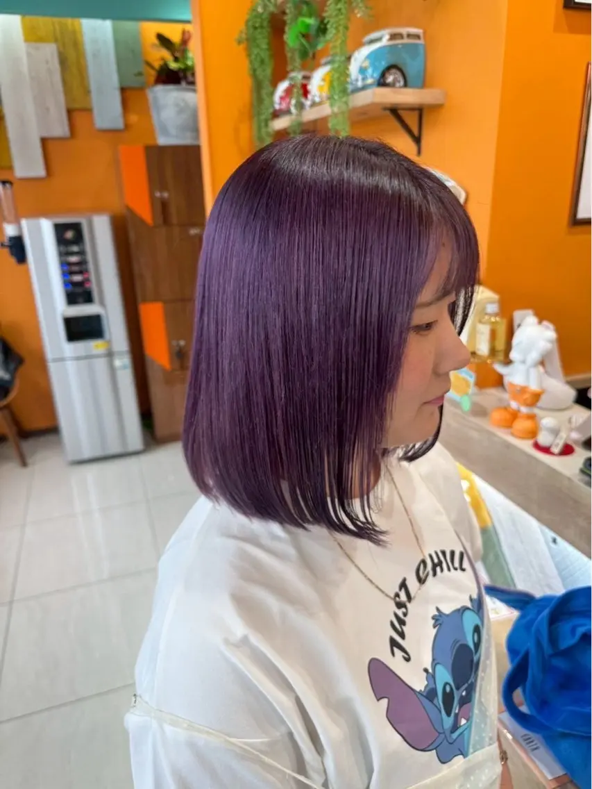 ショート カラー パープルカラー ヘアカラー カジタ ナミのヘアスタイル