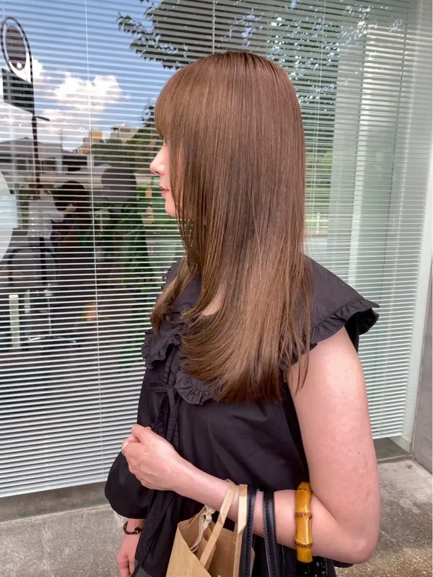 ロング カラー ヘアカラー トリートメント ヘッドスパ qpulaあいみ 透明感カラーのヘアスタイル