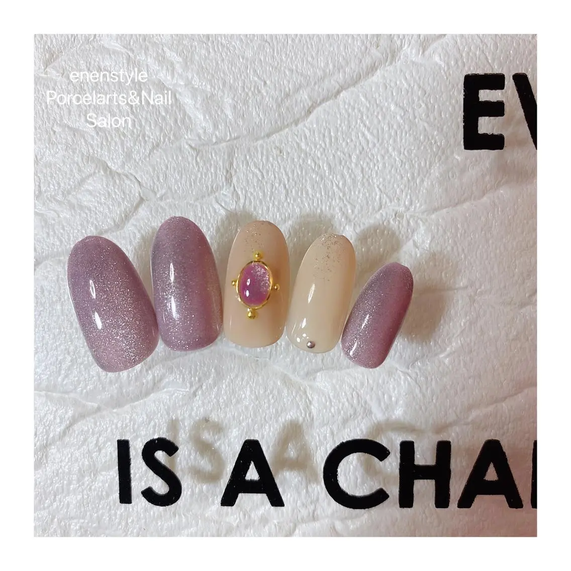 ミディアム ネイル ハンドネイル 🐾enen style 🐾のネイルデザイン