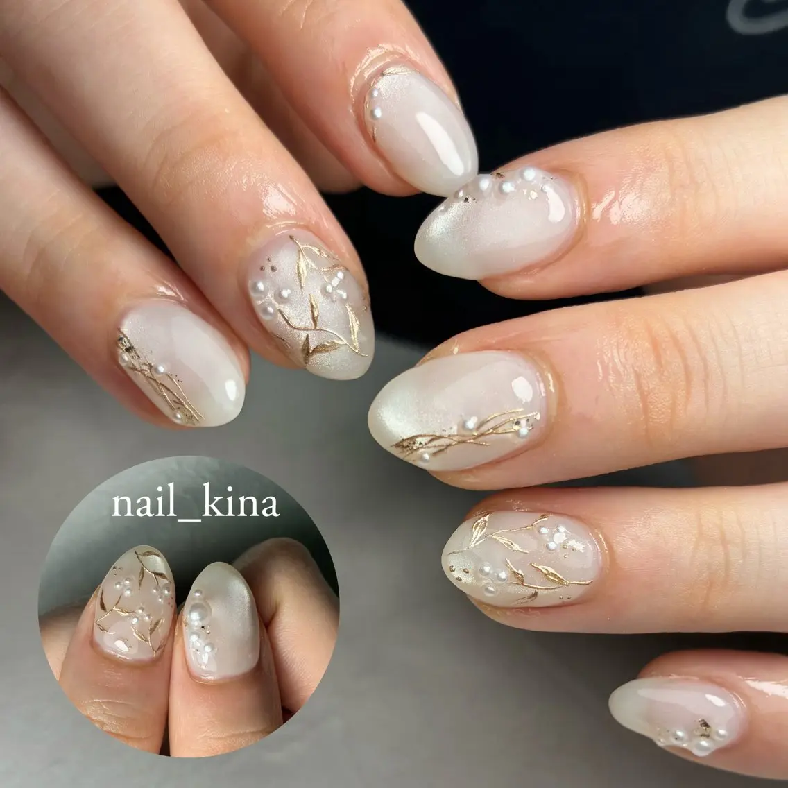 ネイル ジェルネイル マグネットネイル パラジェル ブライダルネイル nail_ kinaのネイルデザイン