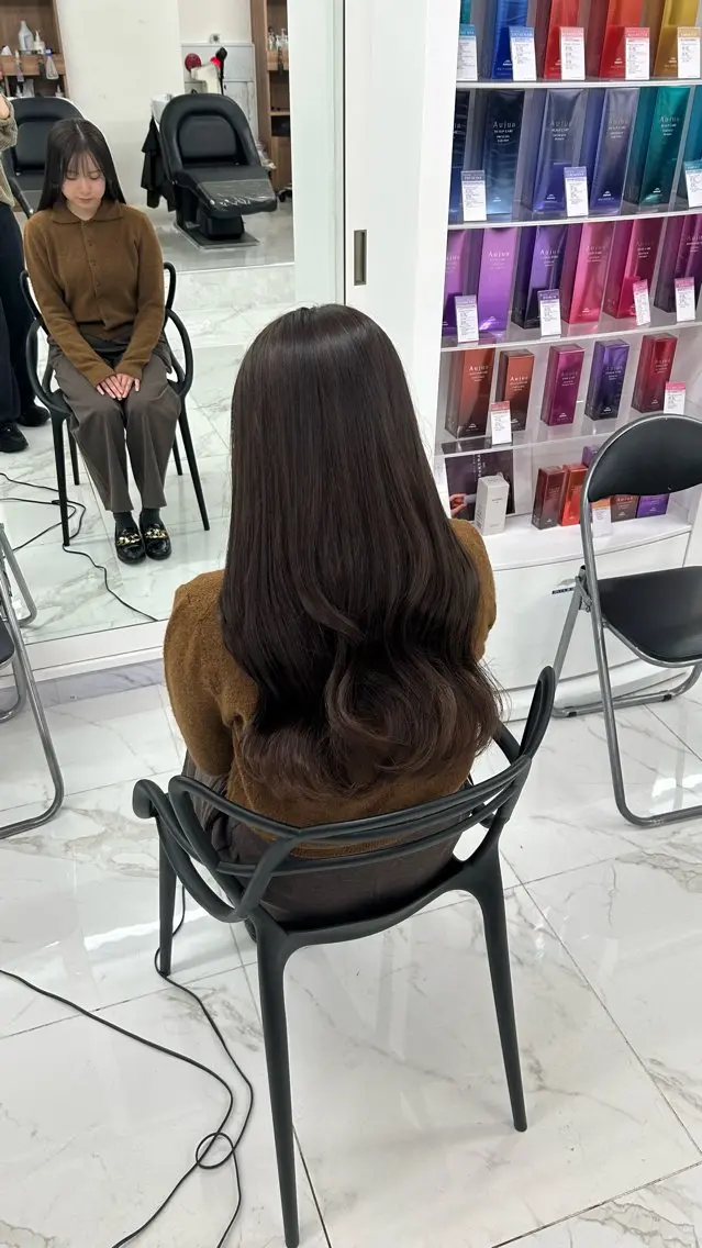 ロング カラー ブラウンカラー マロンブラウン ヘアカラー トリートメント 縮毛矯正/ダブル カラー/Akaneのヘアスタイル