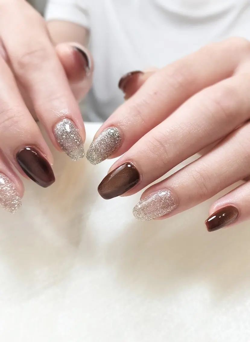 ネイル ブラウン ハンドネイル moff.(ﾓﾌ) nail salonのネイルデザイン