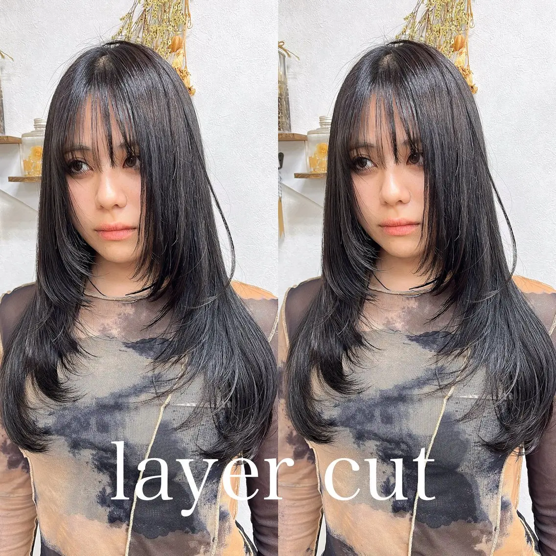 ロング レイヤーカット カット ヘアカラー トリートメント issy/ハイライト ハイトーン／レイヤーのヘアスタイル