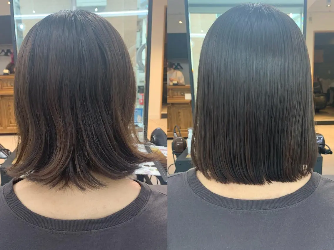 セミロング カラー パーマ ヘアアレンジ メンズ キッズ ネイル マツエク・マツパ アイブロウ カット 縮毛矯正 レイヤーカット/ 巻ける縮毛矯正のヘアスタイル