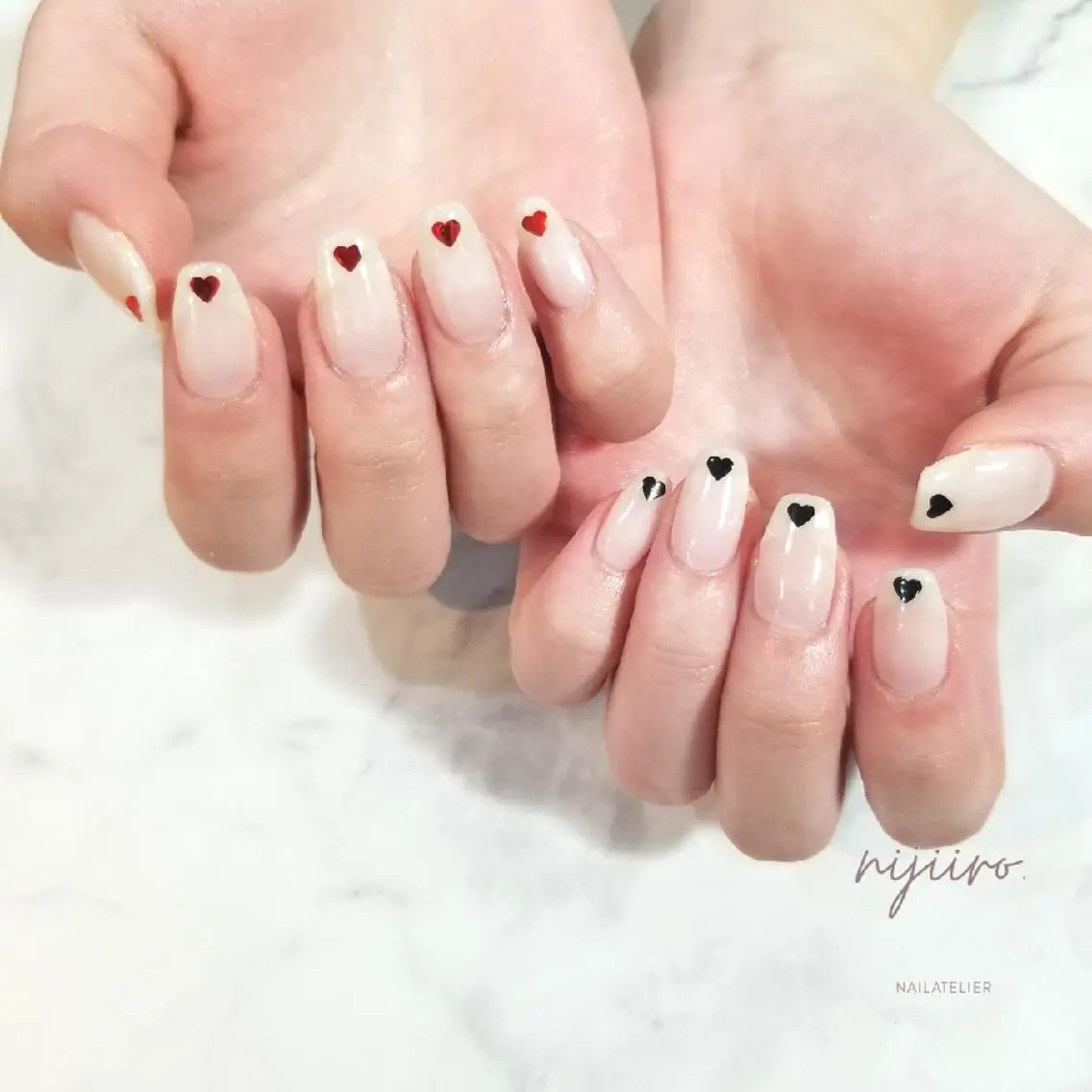 ネイル ハート ハンドネイル nijiiro🌈 サトウのネイルデザイン