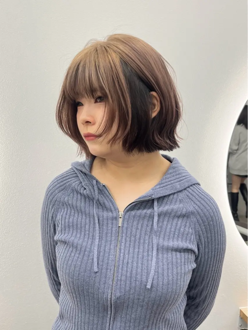 ミディアム カラー ヘアカラー トリートメント ベージュ⟡˖レイヤー ˖ ࣪⊹あずきのヘアスタイル