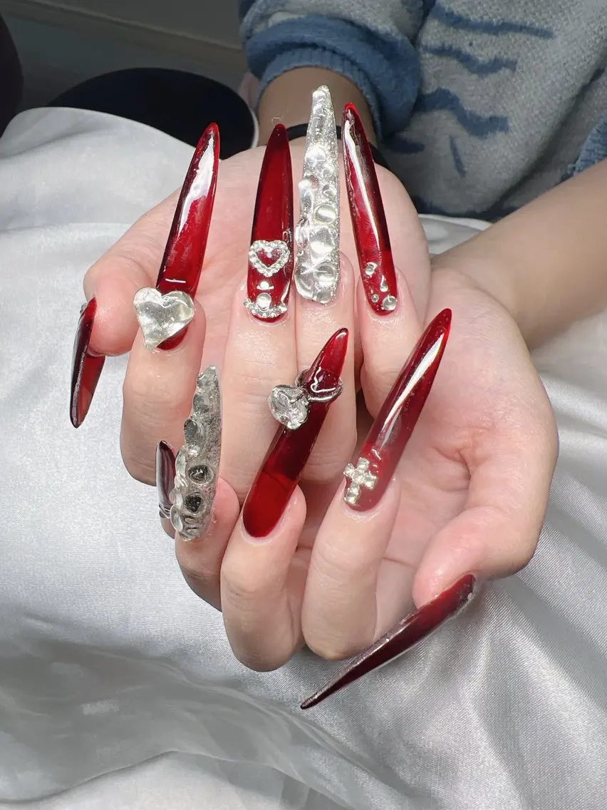 ネイル 長さ出し グラデーション 卒業式 キラキラネイル マグネットネイル ハンドネイル Lee Nailsのネイルデザイン