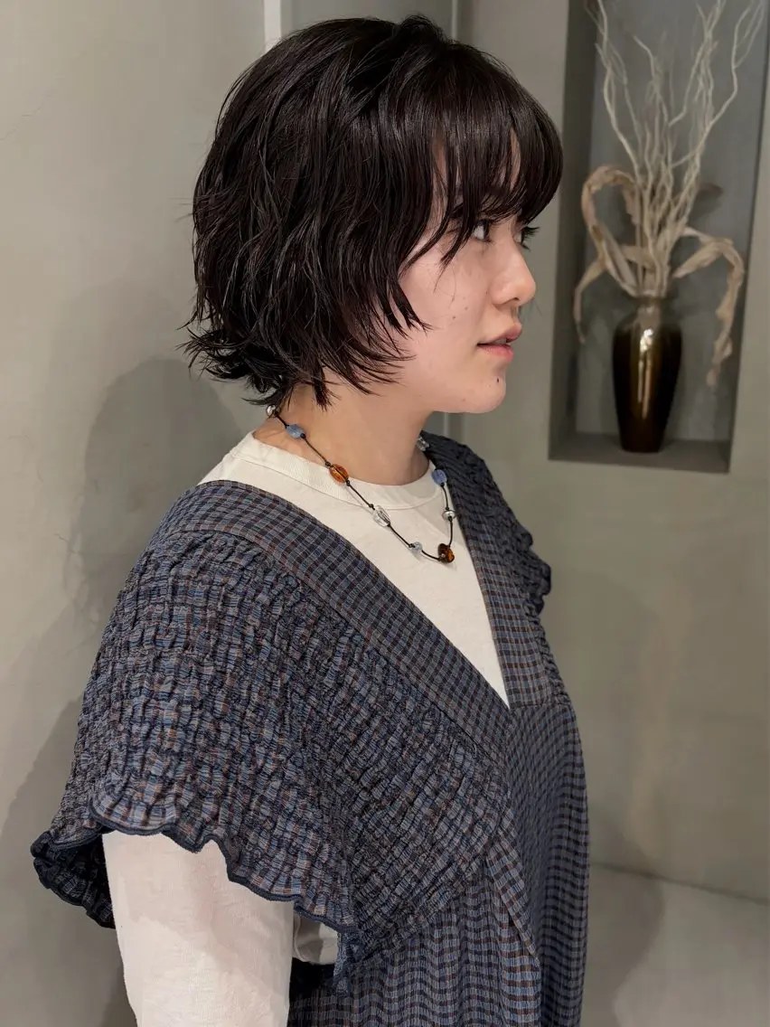 ショート パーマ ショートボブ ボブ ショートヘア カット パーマ トリートメント なな/ICI/レイヤ ーパーマ/上前津のヘアスタイル