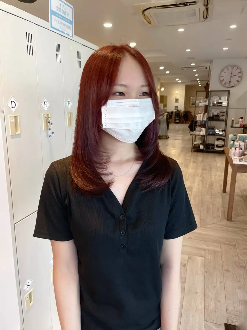 ロング カラー 顔まわりレイヤー 顔周りカット レイヤーカット カット ヘアカラー トリートメント ✨レイヤーお任せ✨ 林有里子のヘアスタイル