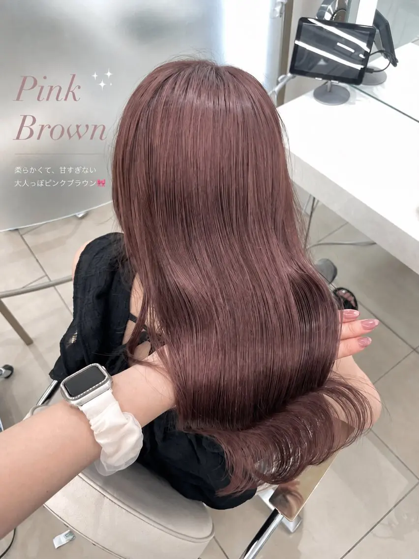 ロング カラー ヘアアレンジ ブラウンカラー 透明感カラー ピンクカラー ピンクブラウン あずみん/COA銀座 ♡/透明感カラーのヘアスタイル