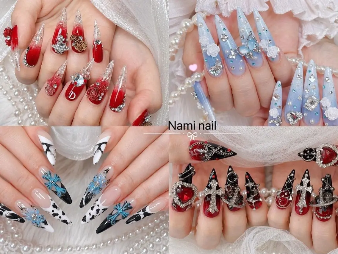 ネイル 長さ出し ガーリー 韓国ネイル ロングネイル 持ち込み ハンドネイル Nami nail salonのネイルデザイン