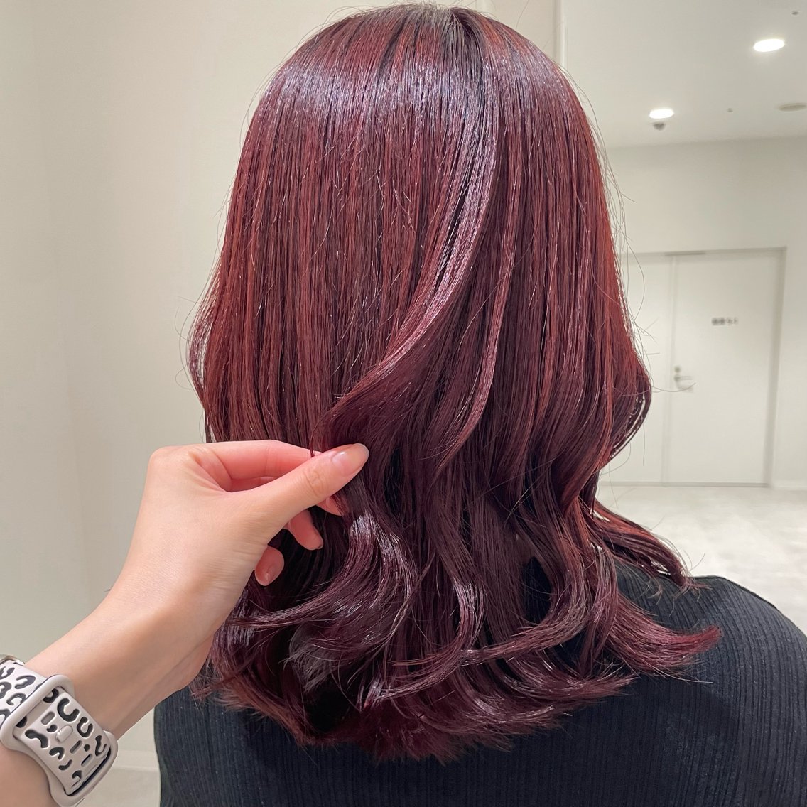 ミディアム カラー ブリーチ ボルドーカラー ダブルカラー ブリーチなしカラー ヘアカラー トリートメント 🎟ブリーチなし/艶 /暖色🎀くるみのヘアスタイル