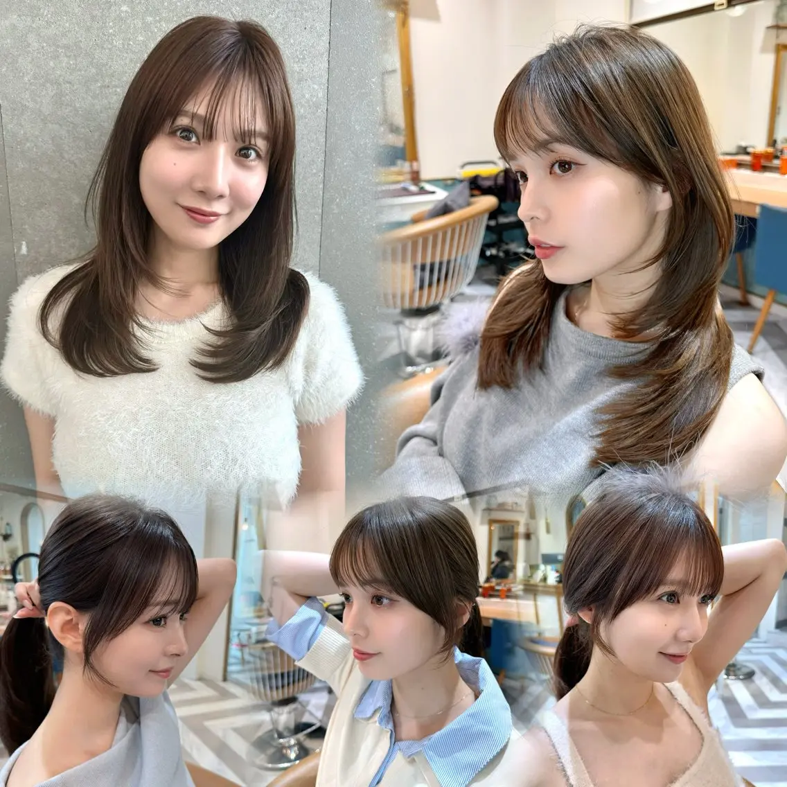 ミディアム カラー カット ヘアカラー トリートメント レイヤーカット /透明感カラー西田のヘアスタイル