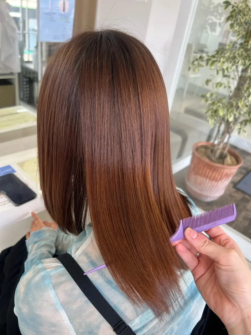 セミロング パーマ カット 縮毛矯正 TELA HAIR 石岡♡aikaのヘアスタイル