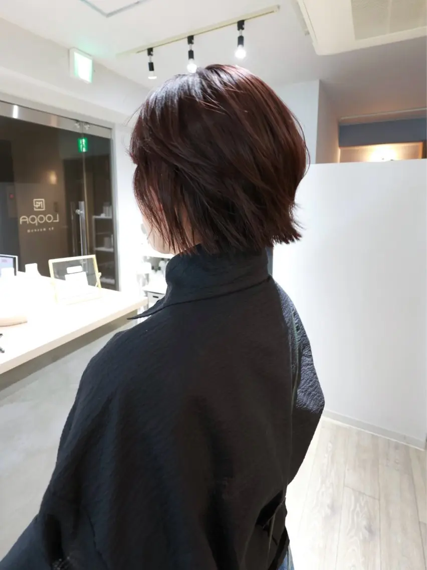 ショート ボブレイヤー ボブ レイヤーカット ヘアカラー トリートメント や ぎ /似合わせ カラー/神戸美容室のヘアスタイル