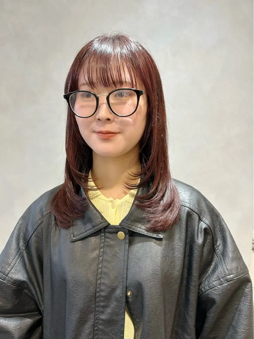 ミディアム カラー ミディアムレイヤー レイヤーカット カット ヘアカラー 池袋/小顔レイヤー/ 顔まわり/taigaのヘアスタイル