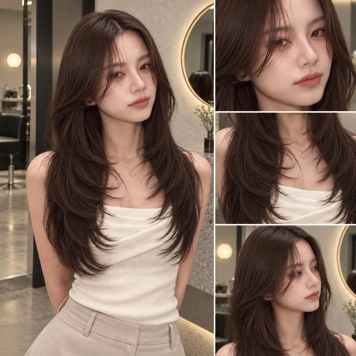 ロング カラー カット ヘアカラー トリートメント 🦋韓国風レイヤー/ 艶髪矯正🦋凛太郎のヘアスタイル