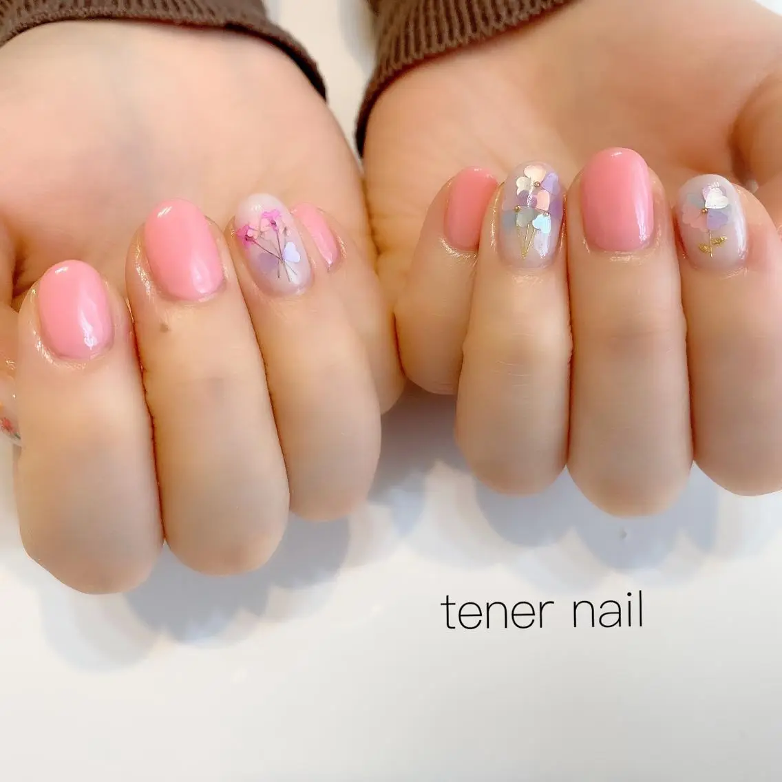 ネイル アートネイル フラワーネイル 春ネイル テネルネイル tener nailのネイルデザイン