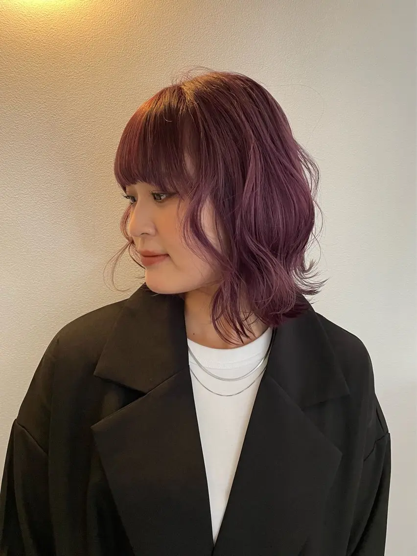 ショート カラー ピンクカラー パープルカラー Mirei/レイヤー / 顔周りカットのヘアスタイル