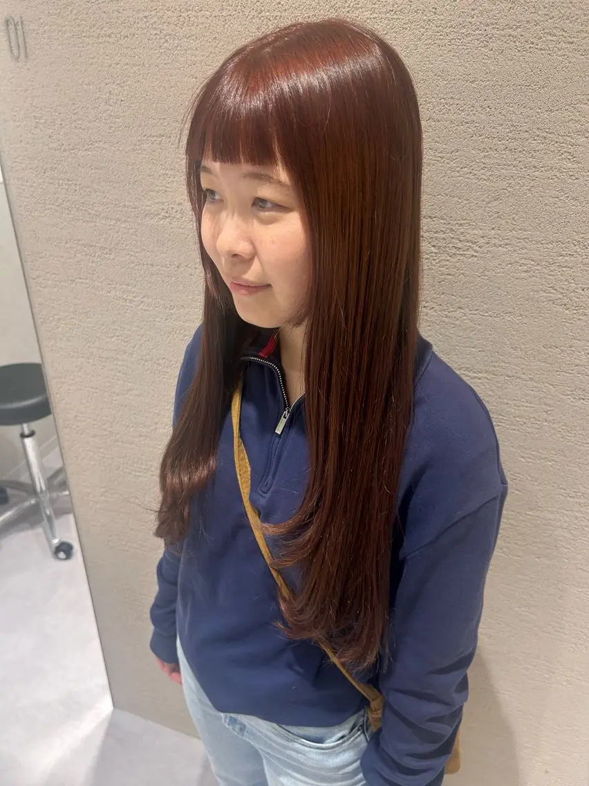 ロング カラー オレンジ オレンジピンク ピンクカラー レイヤーカット オン眉 レイヤー/ボブ/ パーマ/HARUKAのヘアスタイル