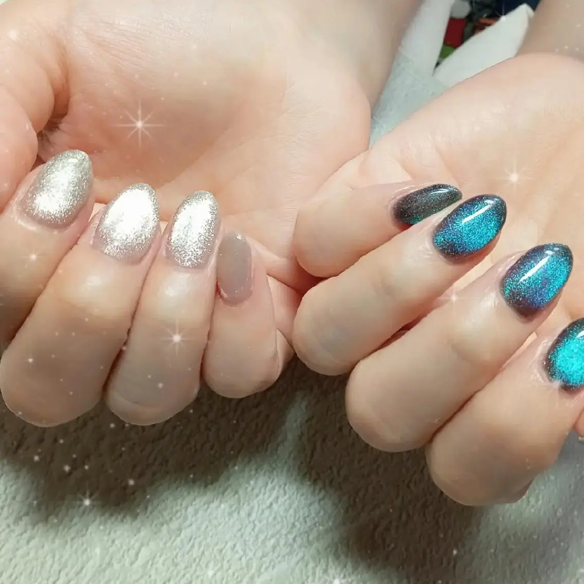 ネイル キラキラネイル マグネットネイル ビー玉ネイル オフィスネイル シンプルネイル ハンドネイル flure de neige yukiのネイルデザイン
