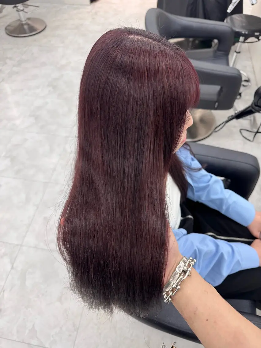 ロング カラー レッドカラー カット ヘアカラー トリートメント 🪽天神/うる艶 /トレンドヘア🪽のヘアスタイル