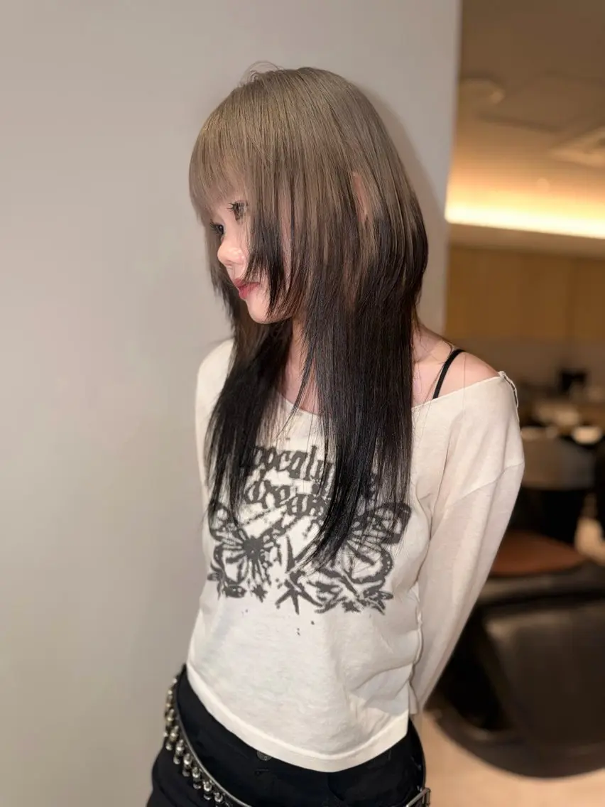 ミディアム カラー ヘアカラー 岡山ハイトーン・ ルーツカラー/こもものヘアスタイル