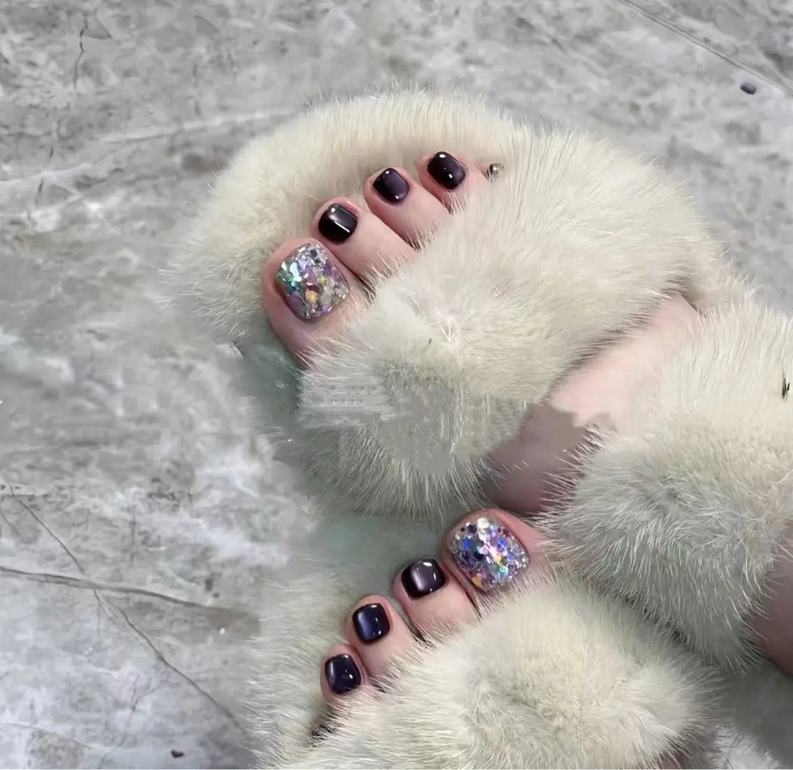 ネイル オーロラネイル フラワーネイル フットネイル フレンチネイル ジェルネイル フットネイル BabyYouMi nailのネイルデザイン