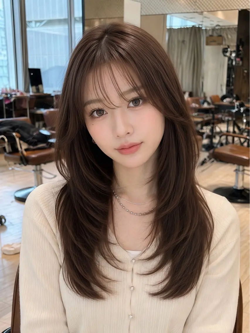 ロング カット ヘアカラー 透明感カラー/韓国レ イヤー/宮下知也のヘアスタイル