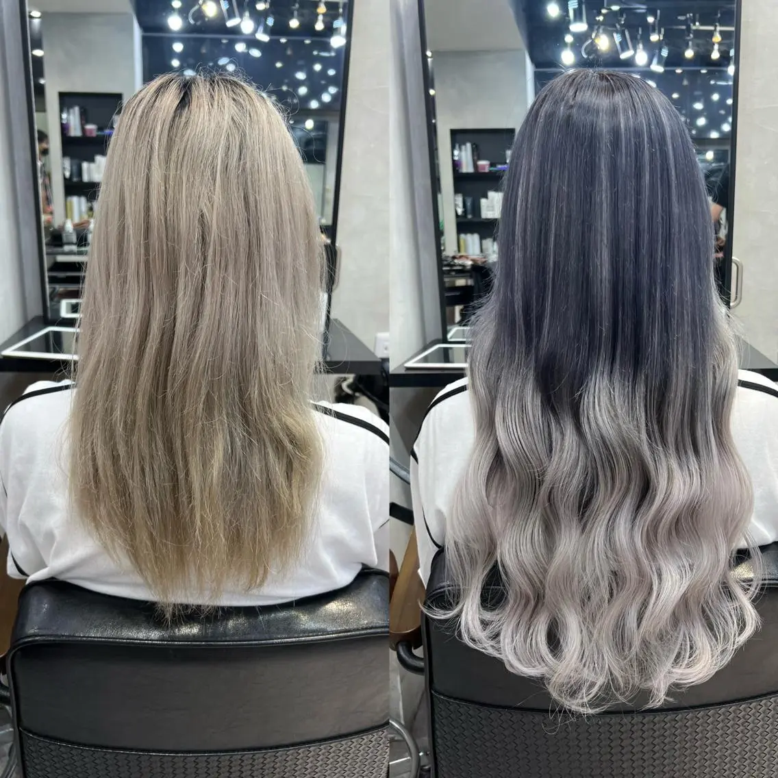 ロング カラー ヘアアレンジ シールエクステ アッシュ バレイヤージュ ベージュカラー 黒髪 カット ヘアカラー エクステ ar+ ❤︎ maiのヘアスタイル
