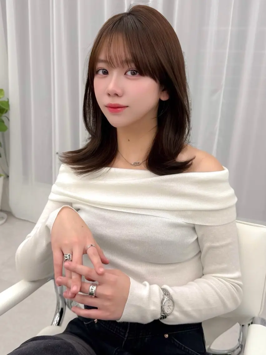 ミディアム カラー ヘアアレンジ カット ヘアカラー トリートメント 顔周り&ミディアム 特化/池袋/kokiのヘアスタイル