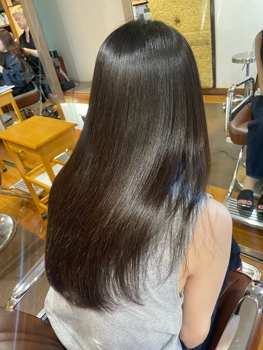 ロング 縮毛矯正 カット 縮毛矯正 トリートメント 拓麿✂︎/韓国ヘア× コテ巻きパーマのヘアスタイル