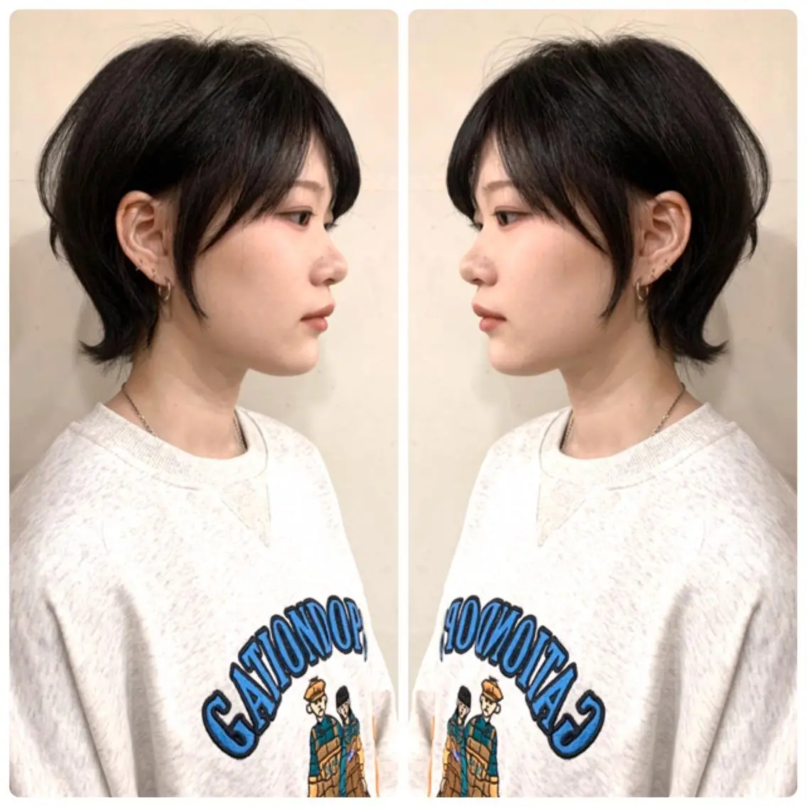 ショート カラー アッシュ ベージュカラー ブルーカラー ブラウンカラー ショコラベージュ カット ヘアカラー 京都大人女性ショート 徒歩1分/秋山のヘアスタイル