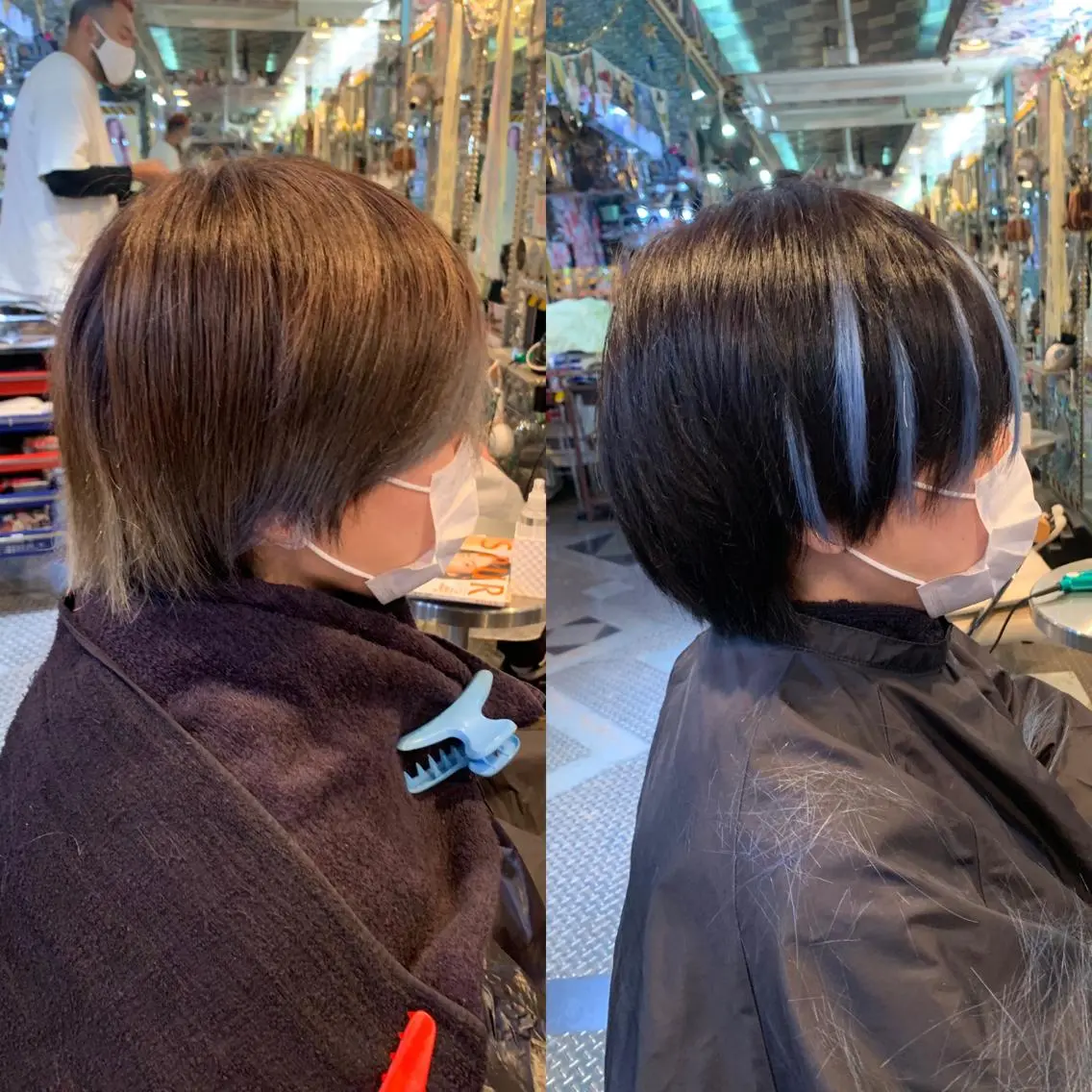 ショート カラー ヘアアレンジ メッシュ 🌈派手髪エクステ ブレイズ🌈ひろとのヘアスタイル
