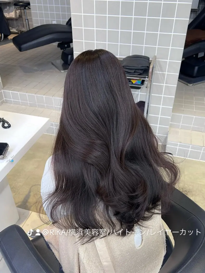 ロング カラー ヘアアレンジ メンズ キッズ ブリーチなしカラー/ ブラウン/レイヤーのヘアスタイル