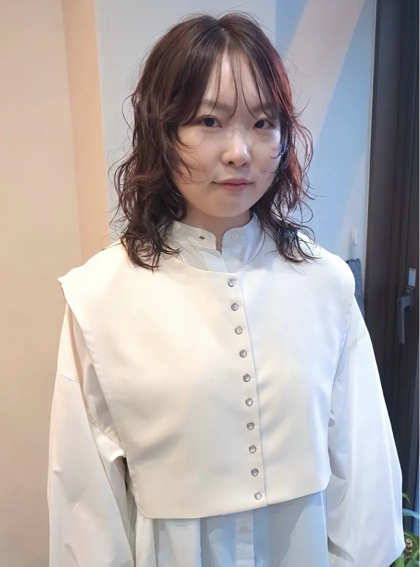 ミディアム パーマ ミディアムパーマ ウルフカット 似合わせカット/ パーマ/藤田和樹のヘアスタイル