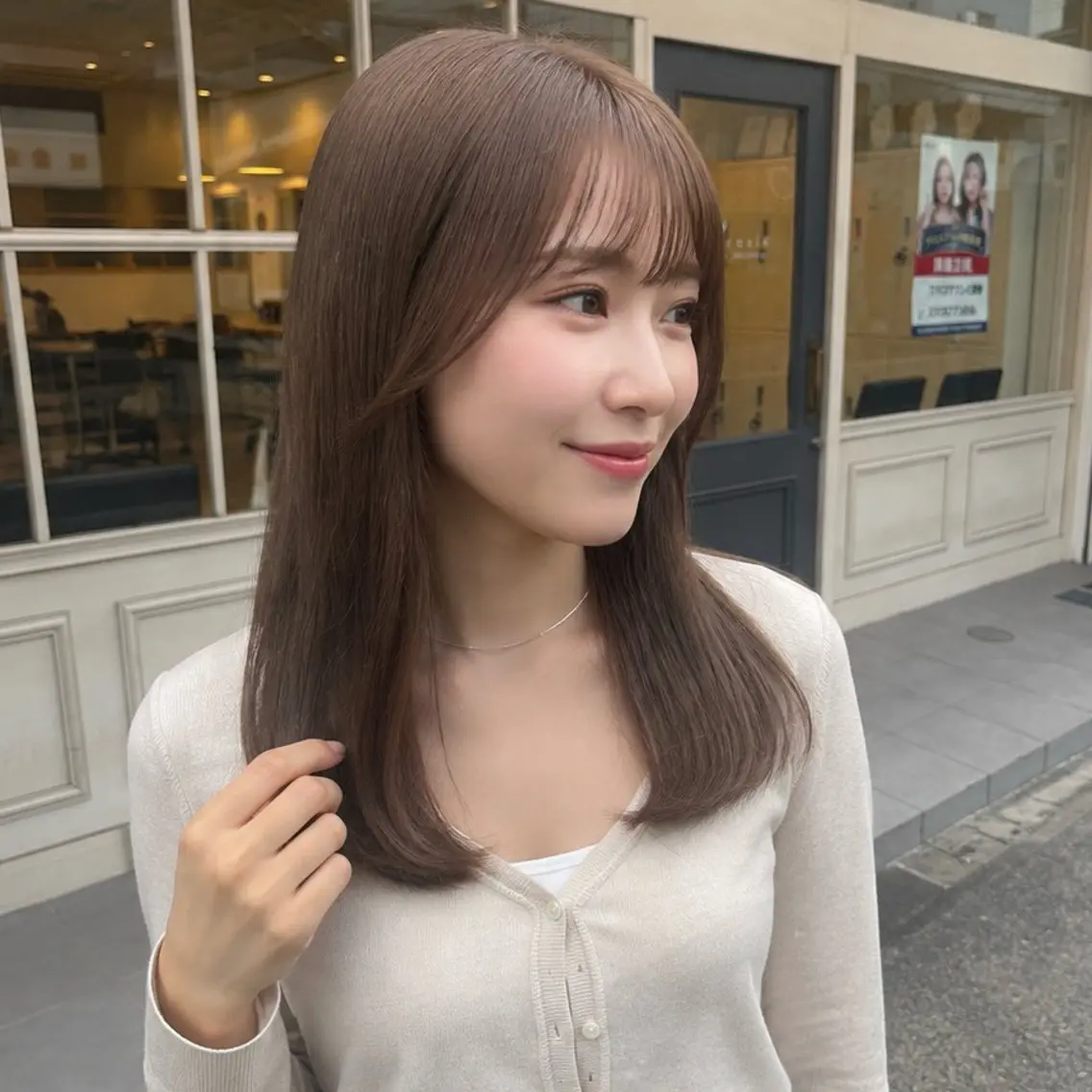 セミロング カット 縮毛矯正 トリートメント REON 髪質改善  縮毛矯正のヘアスタイル