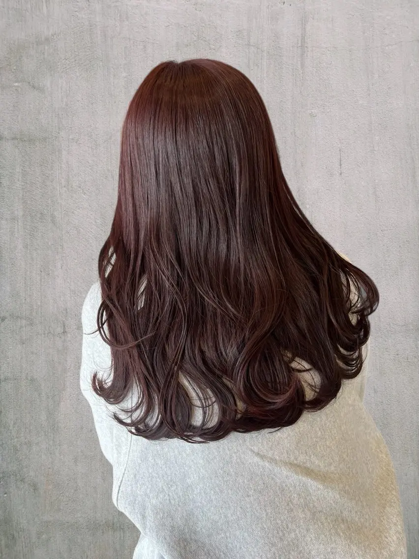 セミロング ピンクブラウン カット ヘアカラー トリートメント 松岡 結颯のヘアスタイル