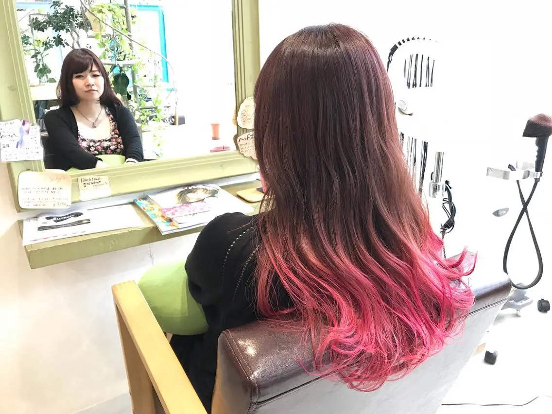 ロング カラー グラデーションカラー ピンクカラー メンズ指名多数!! 田島史也のヘアスタイル