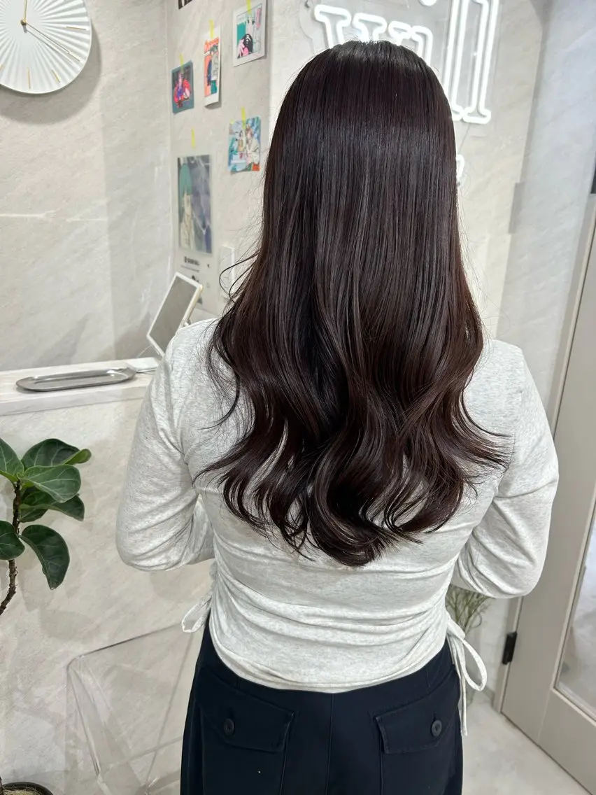 ロング カラー カット ヘアカラー トリートメント 髪質改善will hairdesignのヘアスタイル