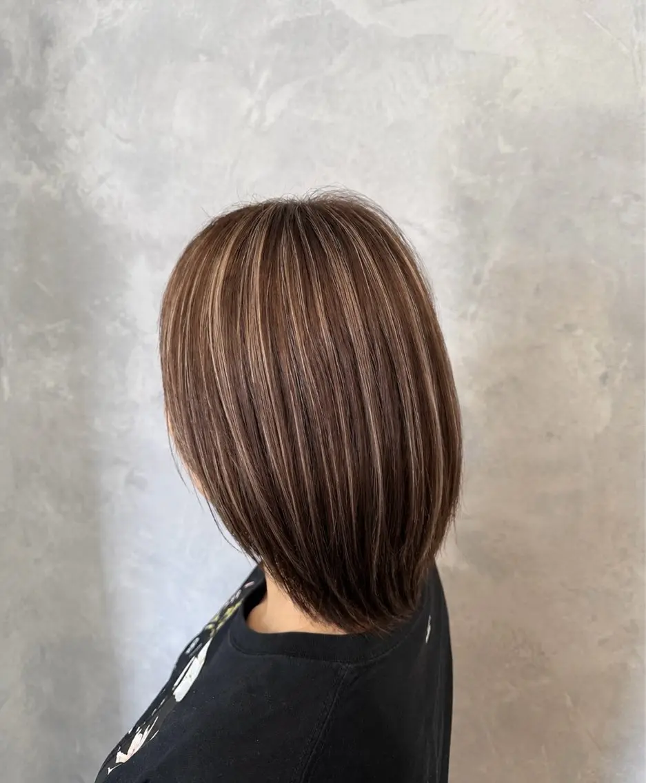 ミディアム ヘアカラー トリートメント 艶髪カラー/髪質改善 細貝 舞利のヘアスタイル