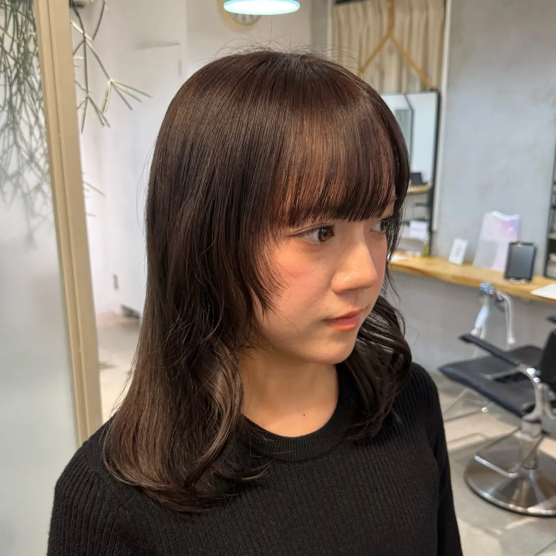 ミディアム カラー カット ヘアカラー トリートメント Lomalia もえか/ボブパーマのヘアスタイル