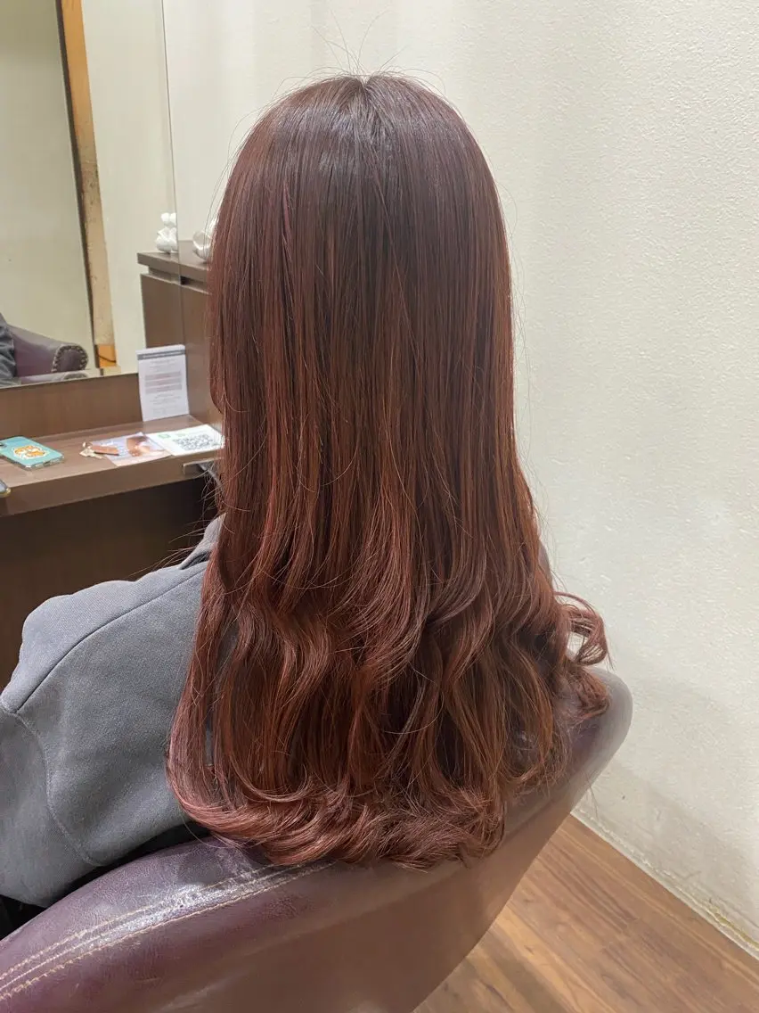 ロング カラー ピンクカラー レッドカラー 仲井 充のヘアスタイル