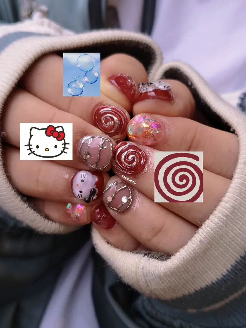 ネイル ハンドネイル 3dパーツ/流行り 👧shushu❤️のネイルデザイン