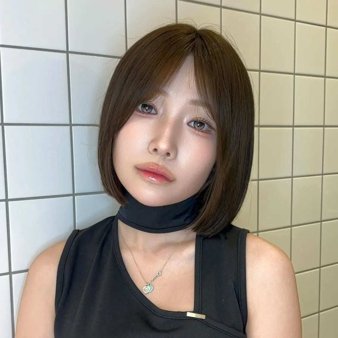 ミディアム カラー ヘアアレンジ ベージュカラー 透明感カラー ボブ 韓国風ヘア ワンホンヘア 韓国ヘア/ レイヤー/Rumiのヘアスタイル