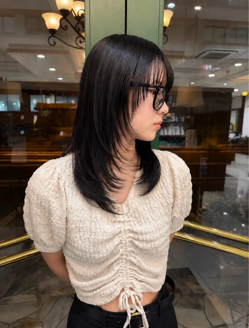 ミディアム ヘアカラー 三島 瑛美のヘアスタイル