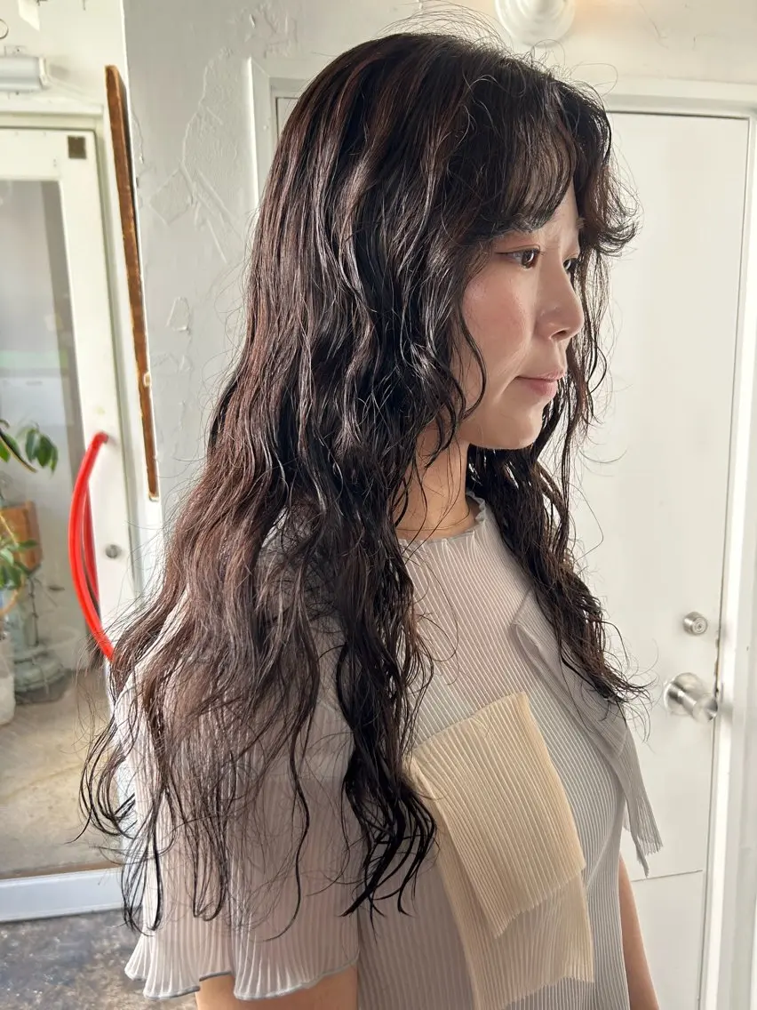 ロング カラー パーマ ロング カット ヘアカラー パーマ maho/垢抜け カラーパーマメイクのヘアスタイル
